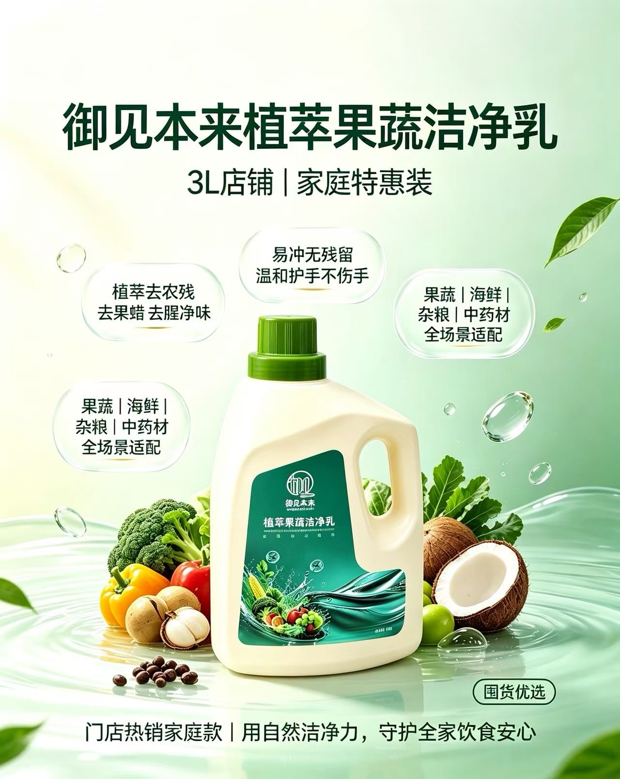 御见本来植萃果蔬洁净乳3L特惠装
